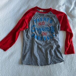 HOMAGE Red and Gray “There’s No Crying in Baseball” 3/4 sleeve shirt